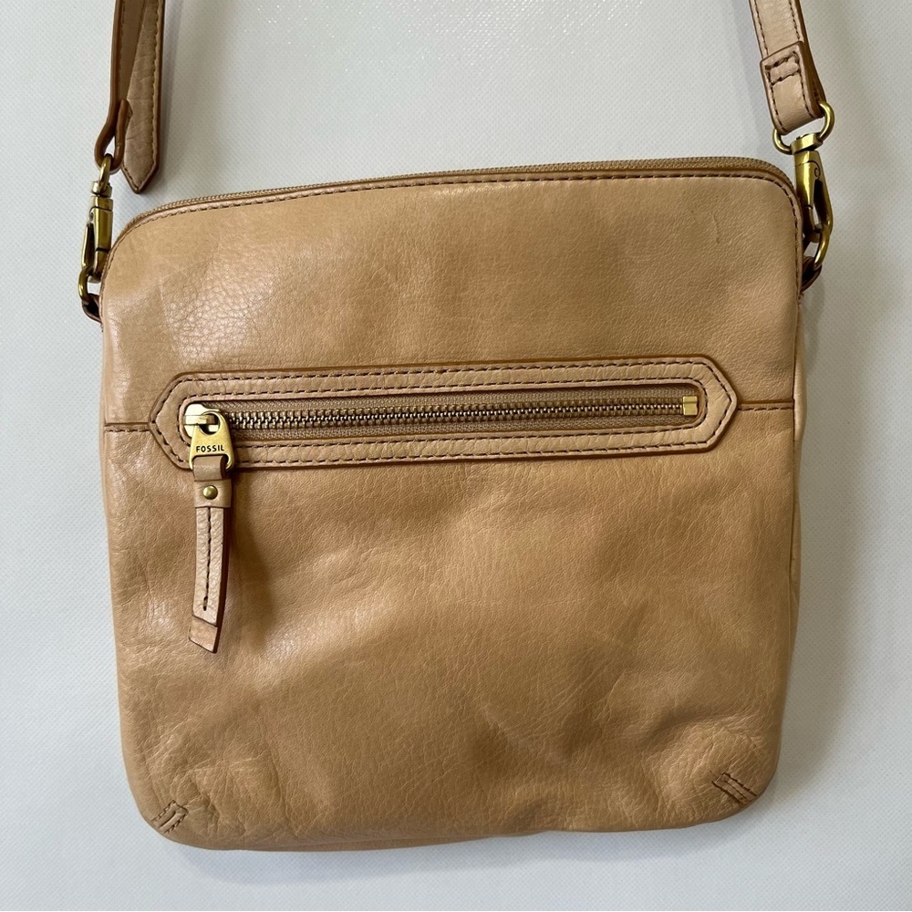 Fossil Tan Leather Crossbody Bag